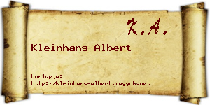 Kleinhans Albert névjegykártya